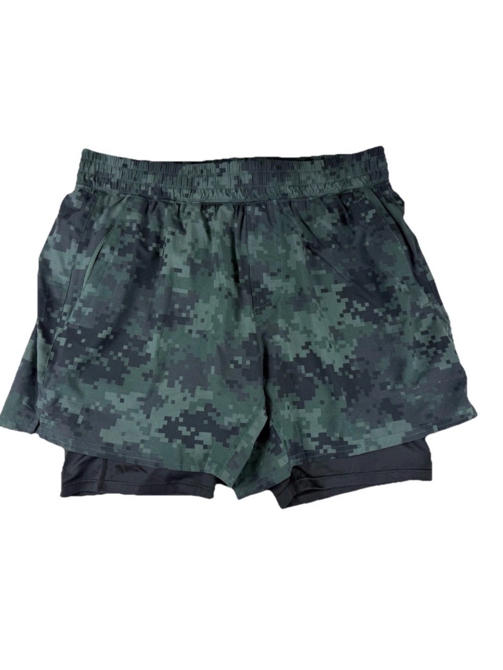 Barbell Men's 2-in-1 Digital Camo Athletic Shorts - Green